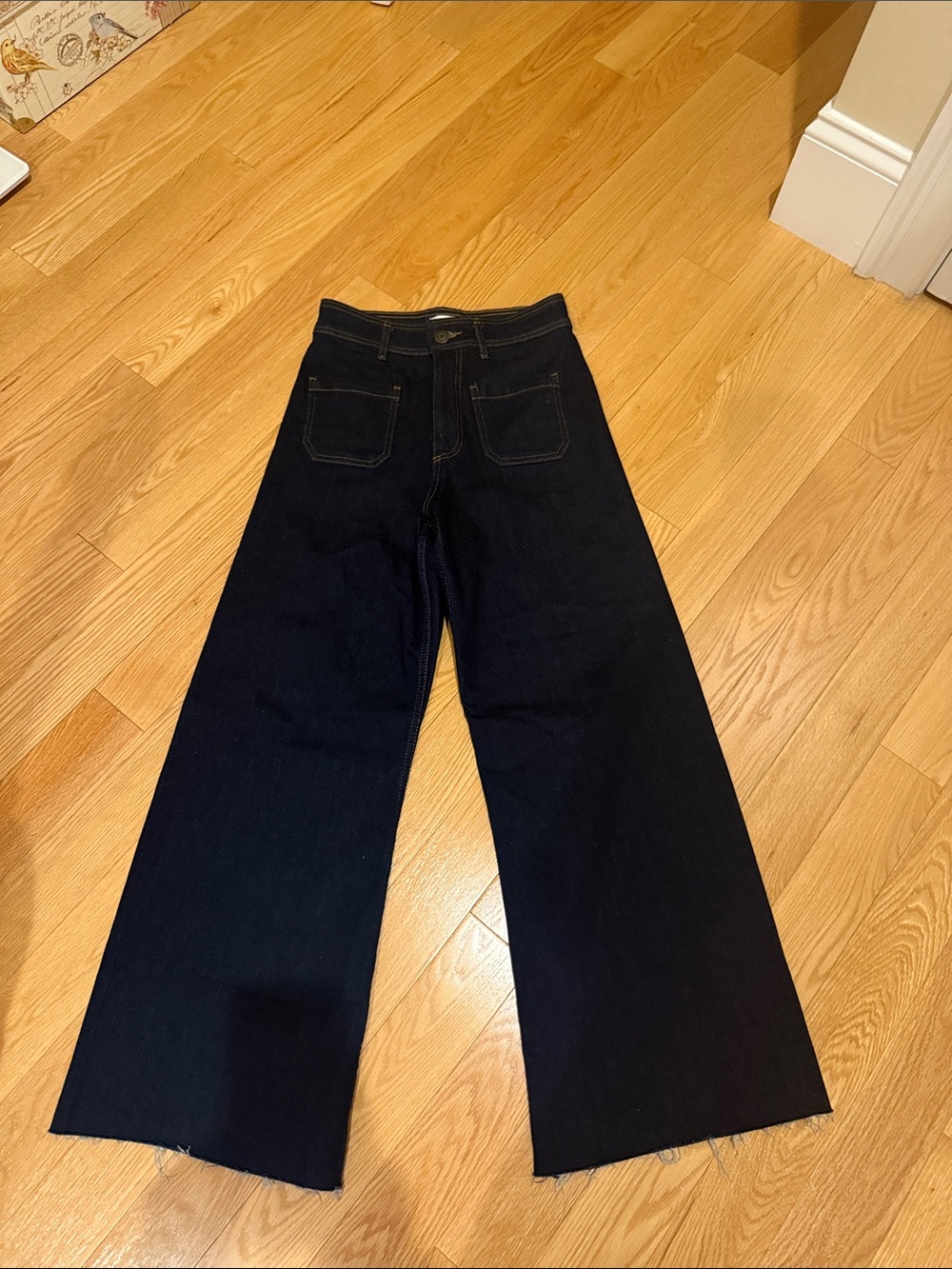 Zara Dark Blue Wide Leg Jeans